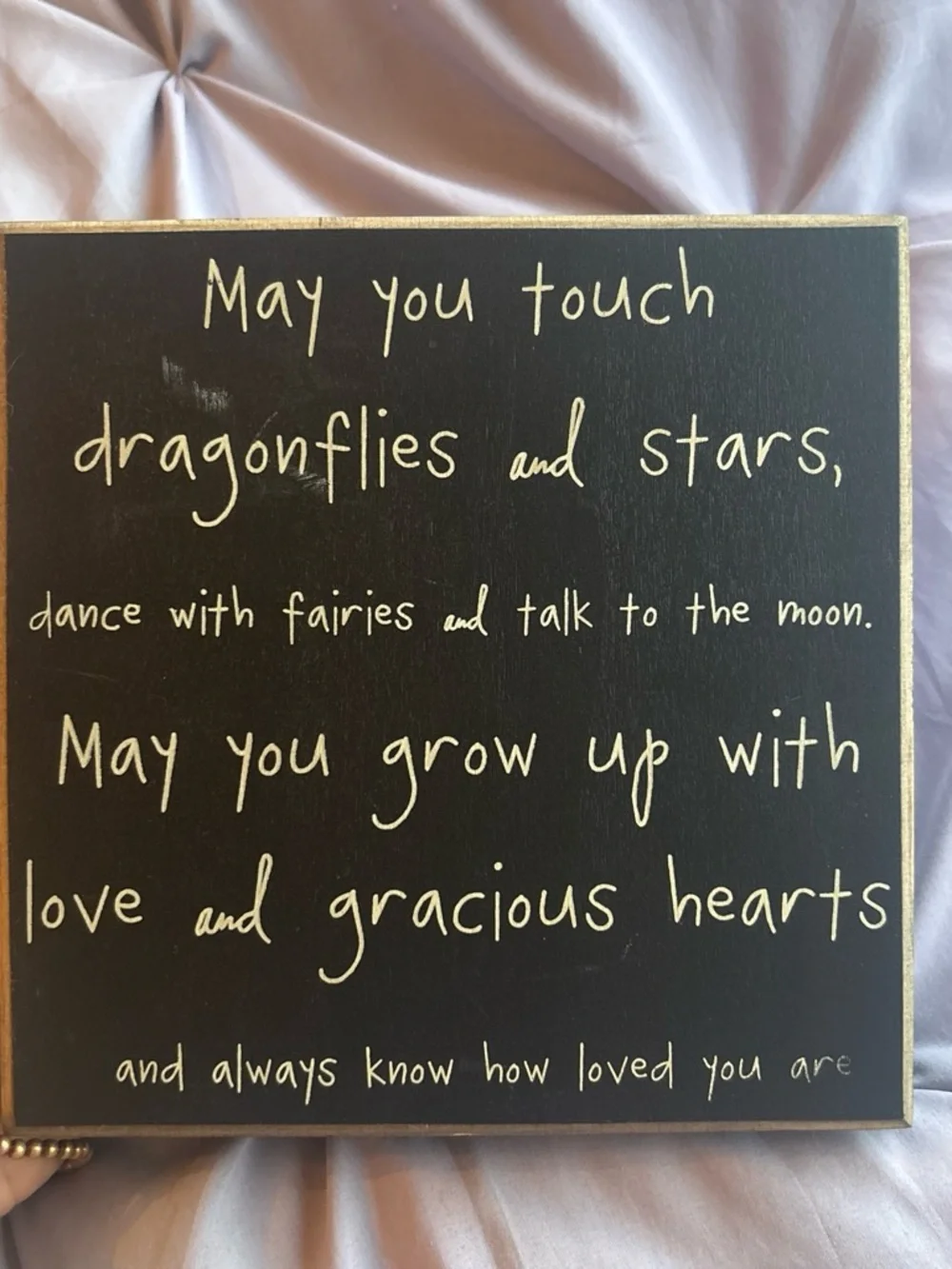 Inspirational Black and Gold Wall Sign - May You Touch Dragonflies